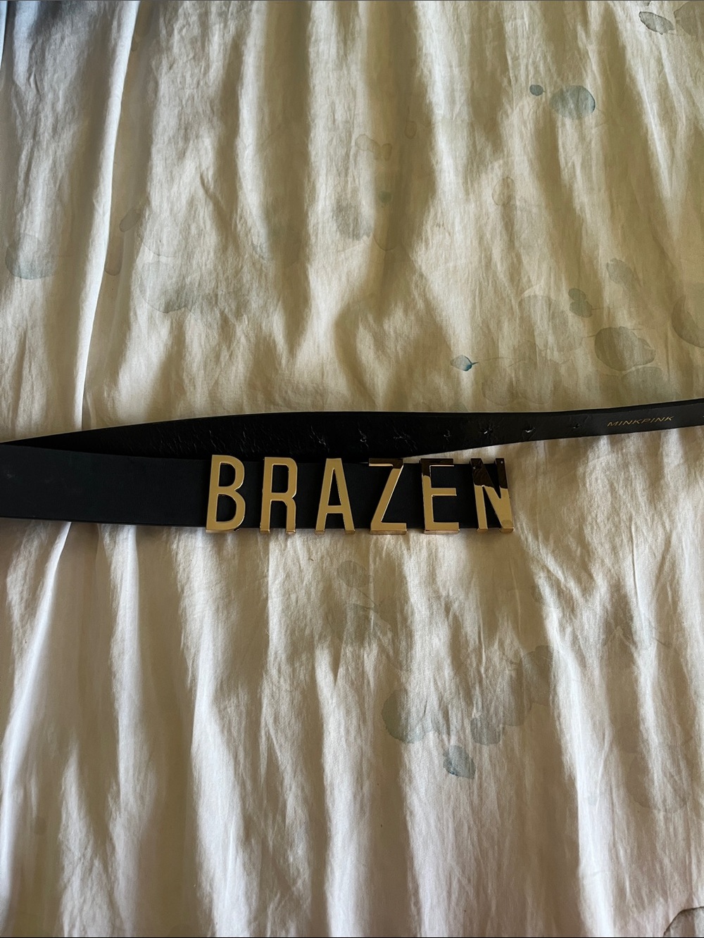 MINKPINK Black Belt with Gold 'BRAZEN' Lettering